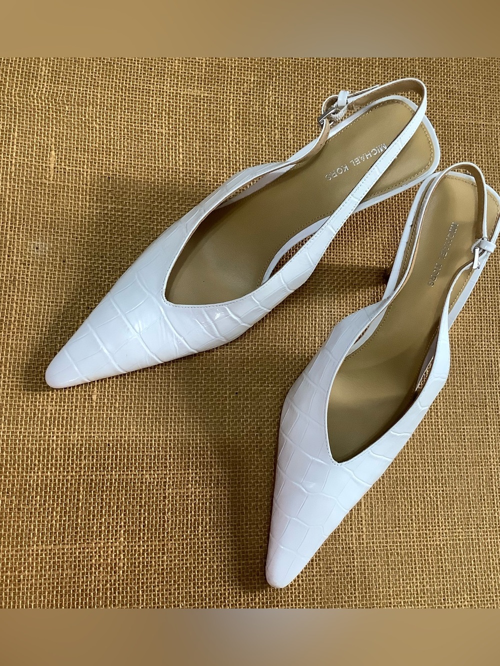 Michael Kors Electra Sling Pump Leather Optic White Size 8M - Picture 12 of 14